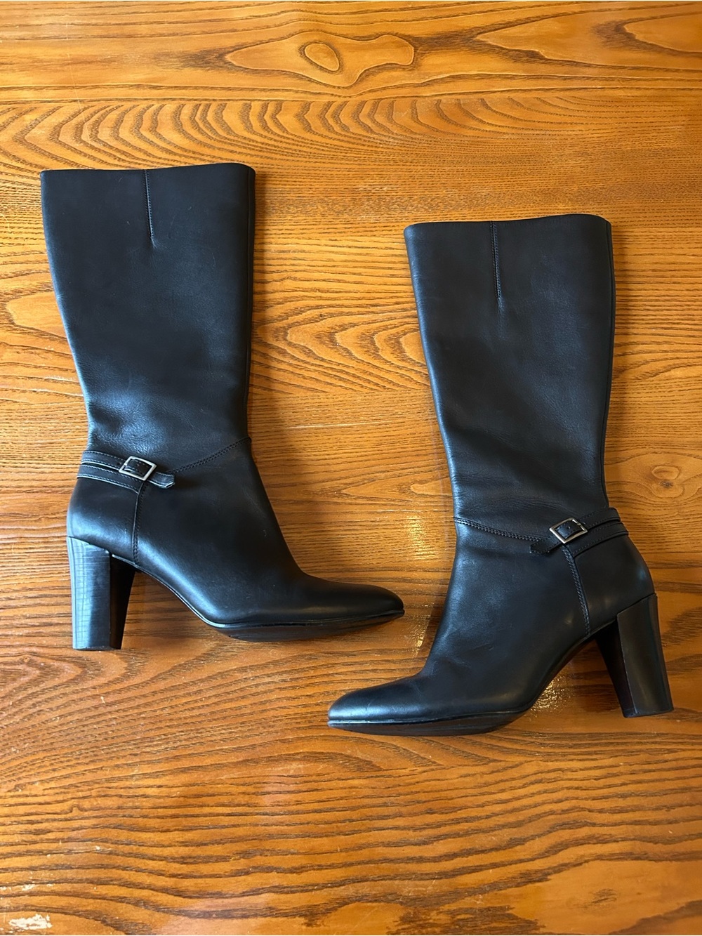 Naturalizer Tall Black Leather Heeled Boots